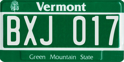VT license plate BXJ017