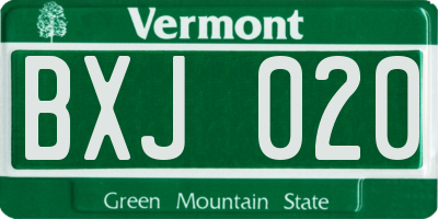 VT license plate BXJ020