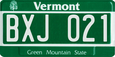 VT license plate BXJ021