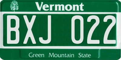 VT license plate BXJ022