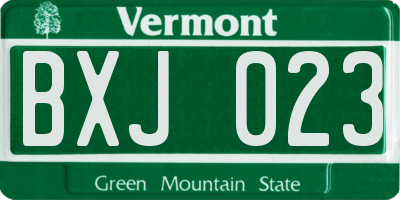 VT license plate BXJ023
