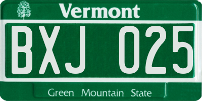 VT license plate BXJ025