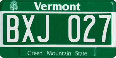 VT license plate BXJ027