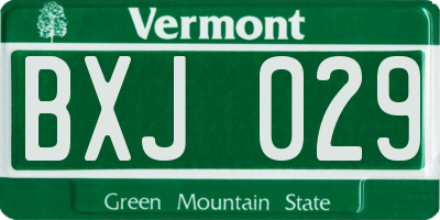 VT license plate BXJ029