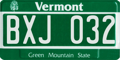 VT license plate BXJ032