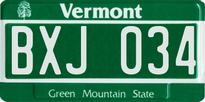 VT license plate BXJ034