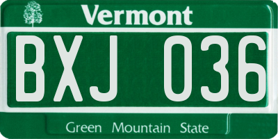 VT license plate BXJ036