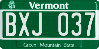VT license plate BXJ037