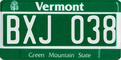 VT license plate BXJ038