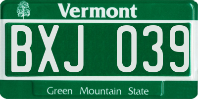 VT license plate BXJ039