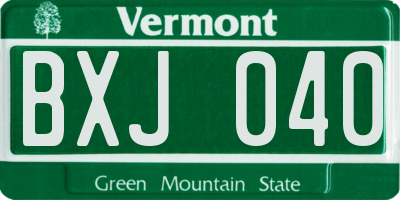 VT license plate BXJ040