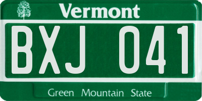 VT license plate BXJ041