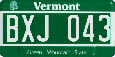 VT license plate BXJ043