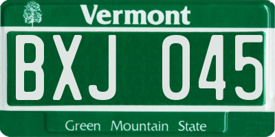 VT license plate BXJ045