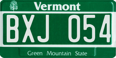 VT license plate BXJ054