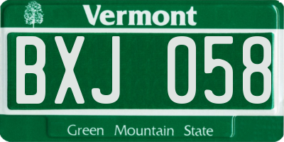VT license plate BXJ058