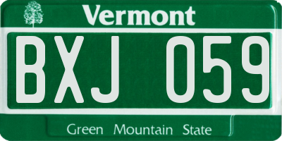 VT license plate BXJ059