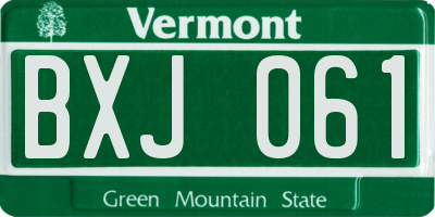 VT license plate BXJ061