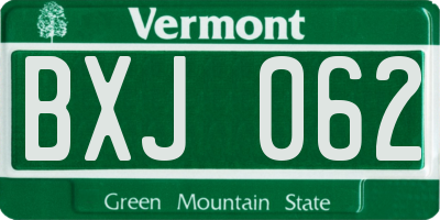 VT license plate BXJ062