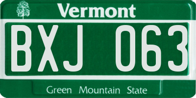 VT license plate BXJ063