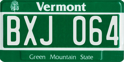 VT license plate BXJ064