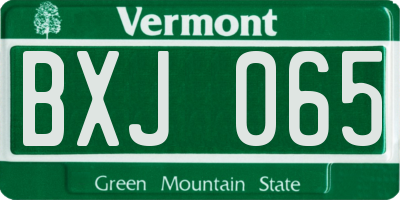 VT license plate BXJ065