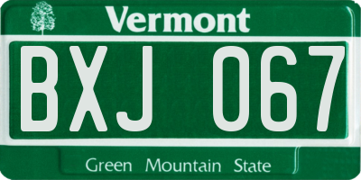 VT license plate BXJ067