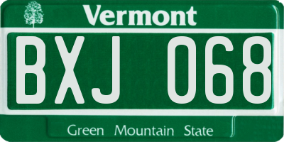 VT license plate BXJ068