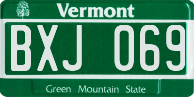 VT license plate BXJ069
