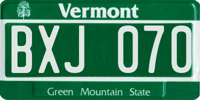 VT license plate BXJ070