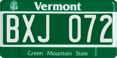 VT license plate BXJ072
