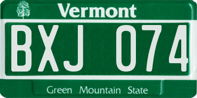 VT license plate BXJ074