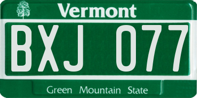 VT license plate BXJ077