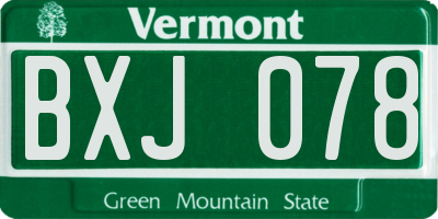VT license plate BXJ078