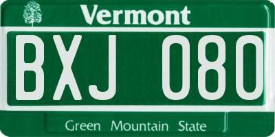 VT license plate BXJ080