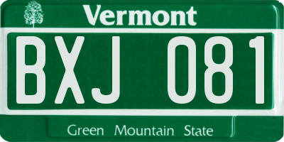 VT license plate BXJ081