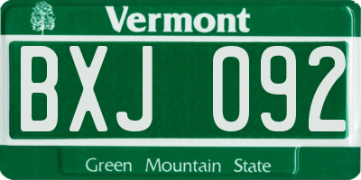 VT license plate BXJ092