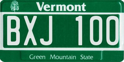 VT license plate BXJ100