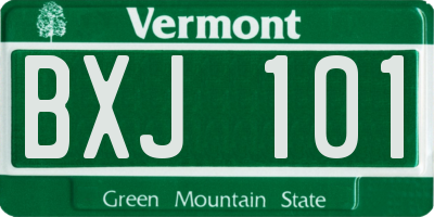VT license plate BXJ101