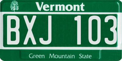 VT license plate BXJ103