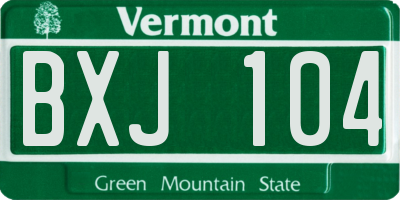 VT license plate BXJ104