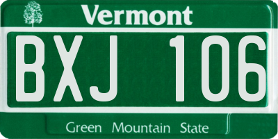 VT license plate BXJ106