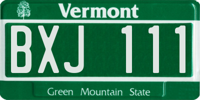 VT license plate BXJ111