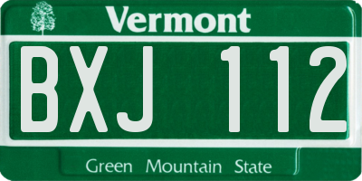 VT license plate BXJ112