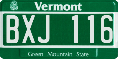 VT license plate BXJ116