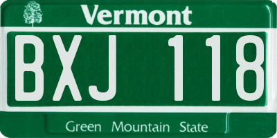 VT license plate BXJ118