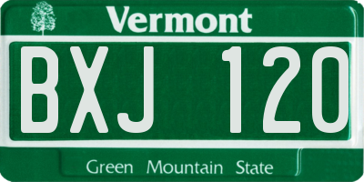 VT license plate BXJ120