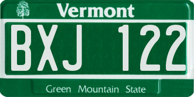 VT license plate BXJ122