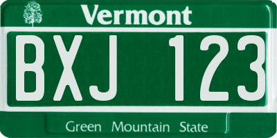 VT license plate BXJ123