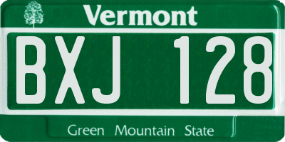 VT license plate BXJ128